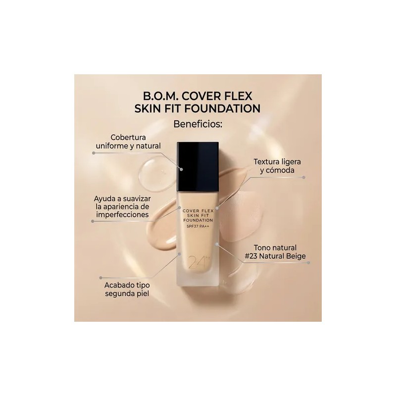 B.o.m. Cover Flex Skin Fit Foundation Base De Maquillaje