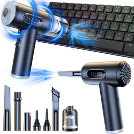 Lalalumi Elektrische Staubgebläse 3-Gang Druckluftspray Staubgebläse - Autostaubsauger mit 6000 mAh - Kabellos, Wiederaufladbar- Tastatur Reinigung Luftspray für Auto, PC, Elektronik, Sofa, Computer