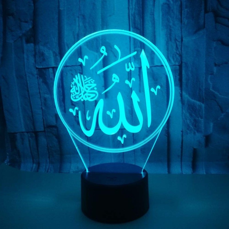 YTDZLTD Optical Illusion 3D Islamic Lamp Night Light 16 Colours