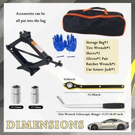 Car Scissor Jack Kit with Lug Wrench & Ratchet Wrench,2T Car Jack Kit for Cars Lifting & Tire Changing,Heavy Duty Scissor Jacks for Cars Tools Lift Range from 3.93" to 15.35"