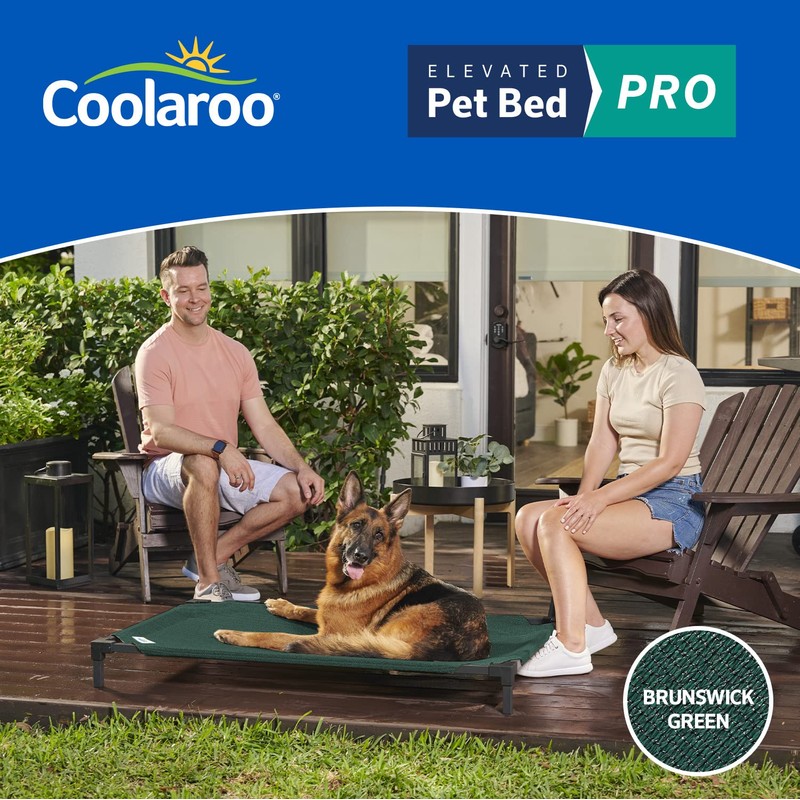 Coolaroo Pro Elevated Dog Bed - Low-Profile Access, Moisture-Resistant Cover,