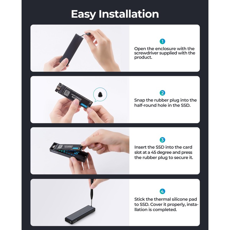 ORICO NVMe SATA SSD Enclosure, USB 3.1 Gen 2 (10