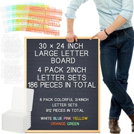 BBTO Large Felt Letter Board Sign 24 x 30 Inch, Changeable Letter Board with Boxes, Large Felt Menu for Restaurant Announcements, Restaurant Menus(1 Pcs,Gray)