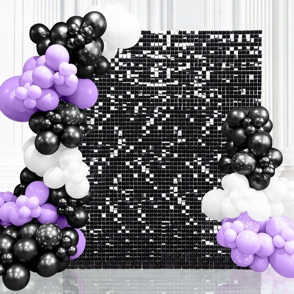 LJIE-House Black Shimmer Wall Backdrop 6FTx4FT Party Photo Backdrop Sequin