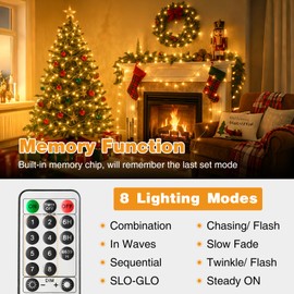 btfarm 30M 300LED Fairy Lights Plug in with Remote, Timer Christmas String Lights Mains Powered, 8 Modes Waterproof Warm White Xmas Tree Twinkle Light for Indoor/Outdoor, Garden, Wedding Decoration