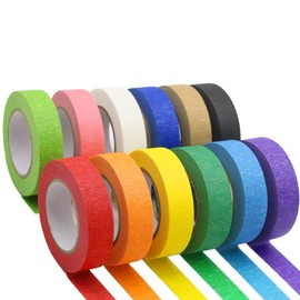 Armastuse 12 Rolls Colored Masking Tape 14.63 m Per Roll, Rainbow Colors Painters Tape, Colored Painters Tape, Craft Tape, Labeling Tape, Paper Tape for Bullet Journals, Party Decorations, DIY Craft