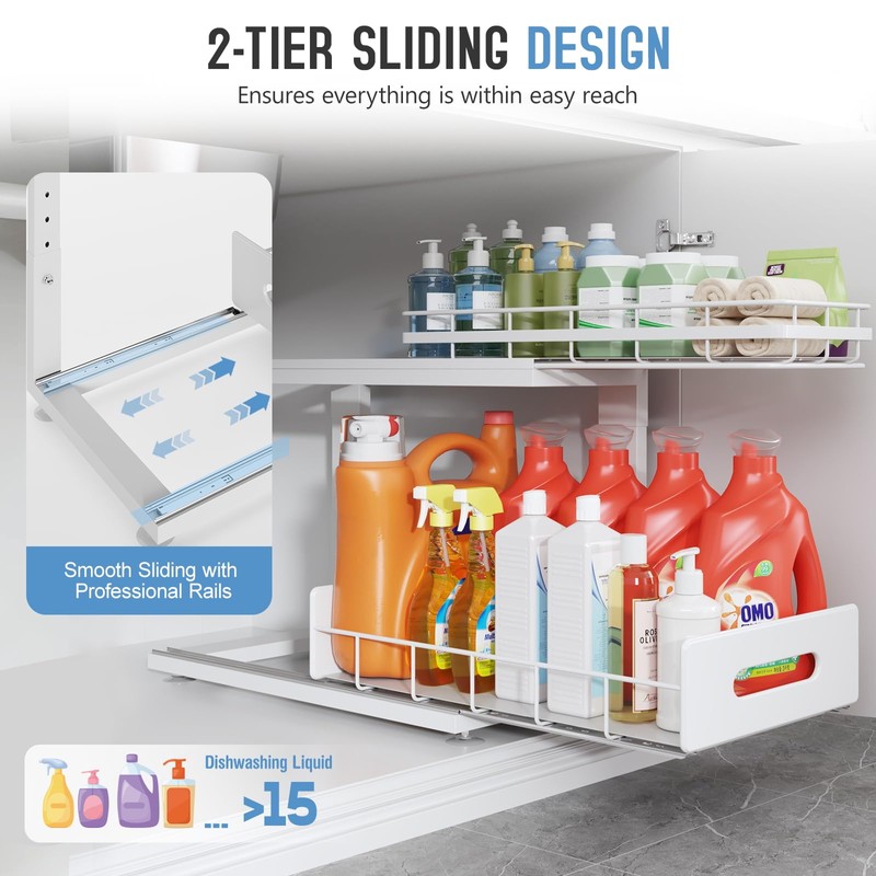 Biboraya 2 Pack 18 IN Depth Under Sink Organizer with