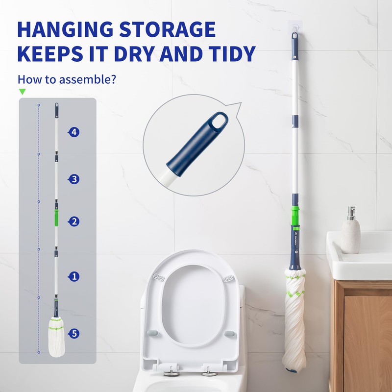 BOOMJOY Twist Mop with Self-Wringing System for Floor Cleaning, Scouring