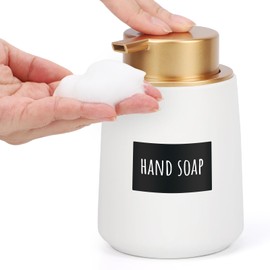 Segbeauty Soap Dispenser, Foam Type, White, Ceramic, Manual, Stylish, Hand Soap, Hand Soap, Refill Bottle, Foam Dispenser Bottle, Foam Hand Soap Bottle, Wide Mouth, Small, Hand Wash, Kitchen, Washroom