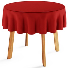 Filumi Tablecloth 110 x 110 cm Round Red Washable for Indoor Outdoor Geometric Zigzag Pattern Verte