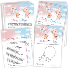 50Pcs Gender Reveal Games for Guests, Gender Reveal Party Decorations, Boy or Girl Gender Reveal Ideas, Baby Shower Bingo Cards, Mommy or Daddy Baby Shower Games