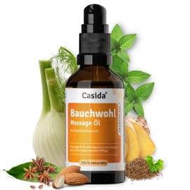 Casida® Bauchwohl Massage Oil - Massage Oil, Abdominal Oil Made from 100% Natural Oils - for Relaxing and Soothing the Belly - 50 ml