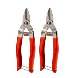 Flower Scissors Bypass Pruning Shears Garden Clips Hand Pruner 7” Small Garden Secateurs Stainless-Steel Gardening Trimmer, 2 Pack
