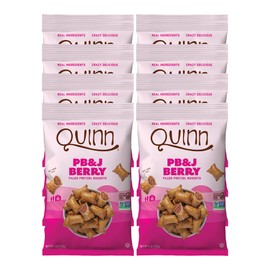 Quinn Gluten Free PB&J Berry Filled Pretzel Nuggets - Made with Real Ingredients, Whole Grain Sorghum, Sea Salt, Strawberries, Raspberries, Dairy Free Salted Snacks, Vegan, Non GMO - 6 oz (Pack of 8)