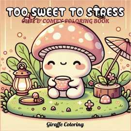 Too Sweet to Stress Coloring Book: A Cozy Animal Coloring Book Full of Relaxing & Whimsical Scenes for Kids, Teens & Adults, Unicorn, Dinosaur, Frog, Mushroom