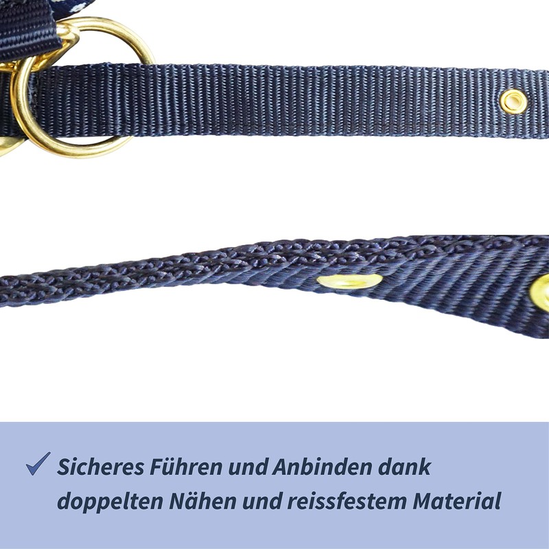 Headcollar for Horses, Stylish Headcollar, Blue, 2-Way Adjustable Buckles, Shetty,