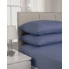 Impressions Fusion Soft Touch Microfibre Polyester Double Blue Fitted Sheet