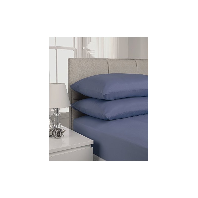 Impressions Fusion Soft Touch Microfibre Polyester Double Blue Fitted Sheet