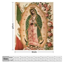 Virgin De Guadalupe Our Lady of Virgin Mary Throw Blanket Lightweight Virgen Themed Blankets for Sofa, Bed, Super Soft Cozy Microfiber Blanket 40"x50"
