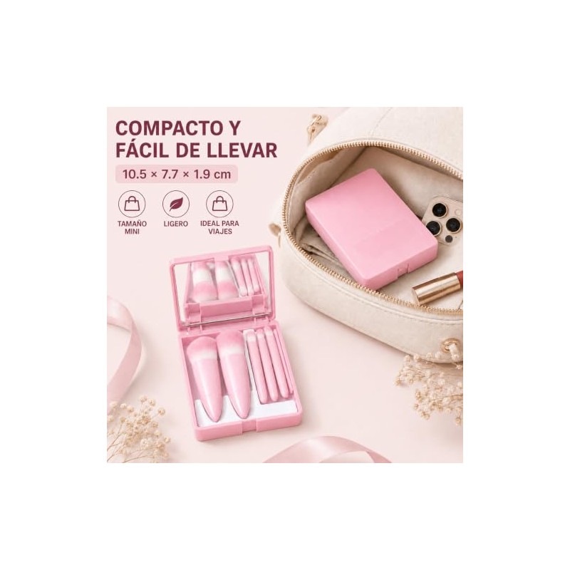 6 Kits de Brochas de Maquillaje para Regalo con Espejo,