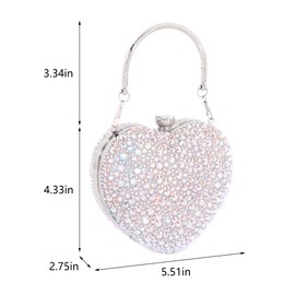 Naimo Womens Heart Bag Rhinestone Evening Bag Handbag Purse for Wedding Cocktail Party