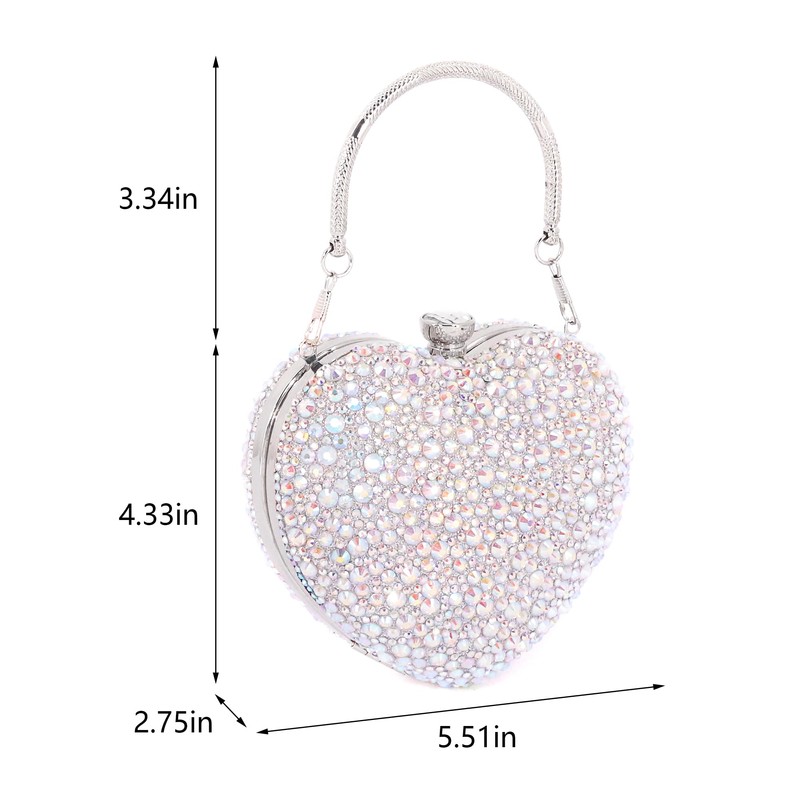 Naimo Womens Heart Bag Rhinestone Evening Bag Handbag Purse for