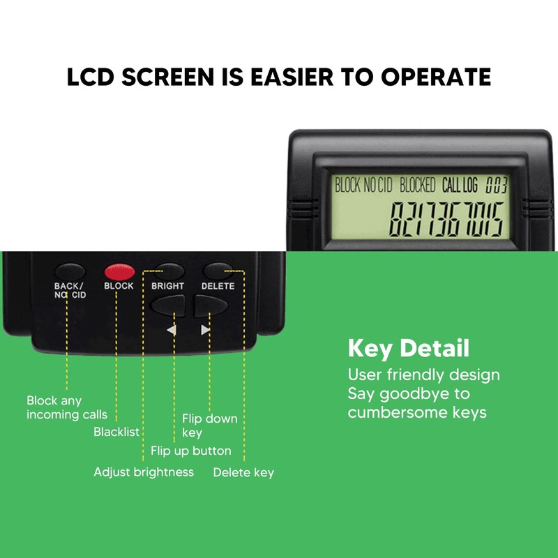 Call Blocker for Landline Phones, 2000 Groups, LCD Screen Display,