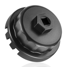 Amiss Heavy Duty Oil Filter Wrench Tool, for Toyota, Lexus, Camry, Tundra, Tacoma, 4Runner, RAV4 and More, 64mm 14 Flute Precision Aluminum Oil Filter Removal Tool for 2.5L to 5.7L Engines -4 Slots