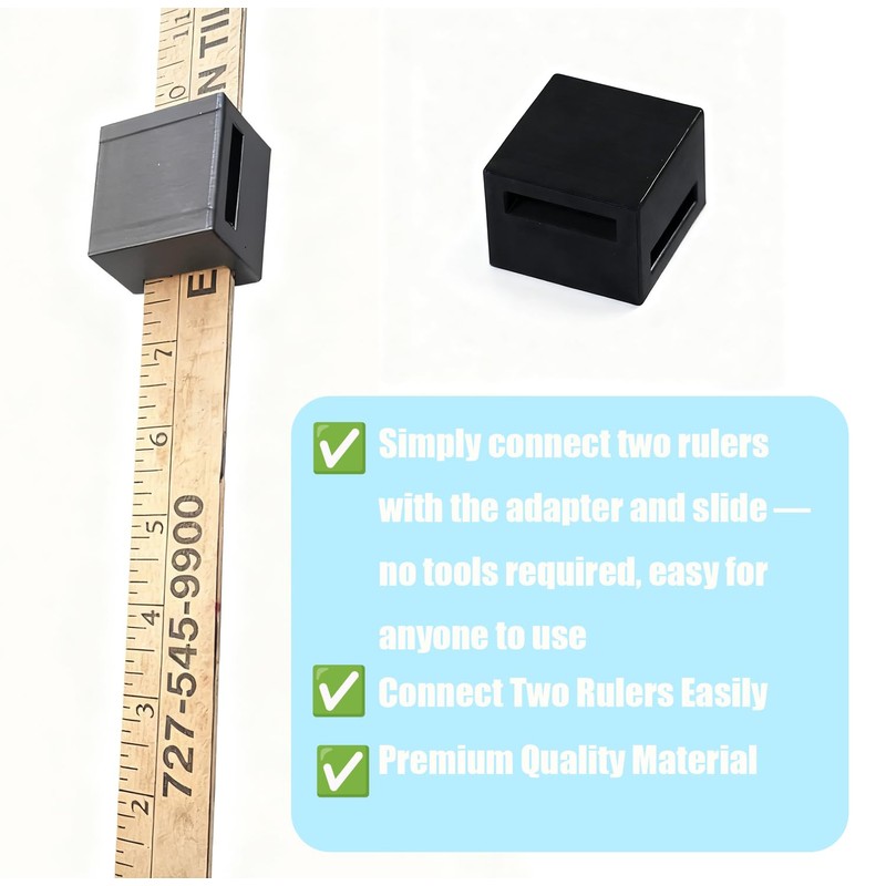 TRUINE Adapter Suitable for Yardstick Ruler, Clothing Measuring Tool (Black)