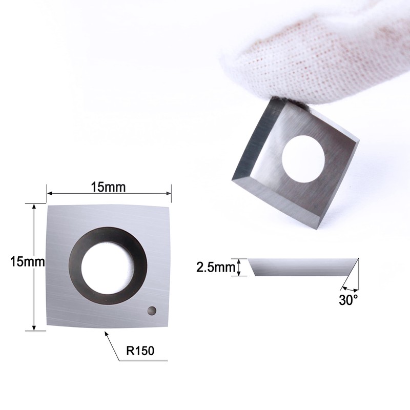 TJATSE 15 x15 x2.5mm-R150 Carbide Inserts Cutter Knives for Spiral