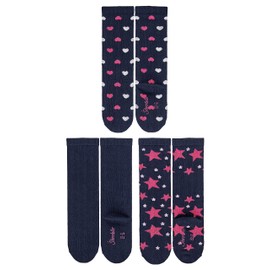 Sterntaler Girls' Knee Socks Pack of 3 Hearts Socks (Pack of 3), navy