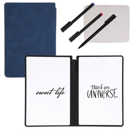 NQEUEPN Reusable Dry Erase Notebook, 9.4x6.5 Inch Portable A5 Dry Erase Notebook Erasable Notebook White Board Dry Erase for Office Business Home (Deep Blue)