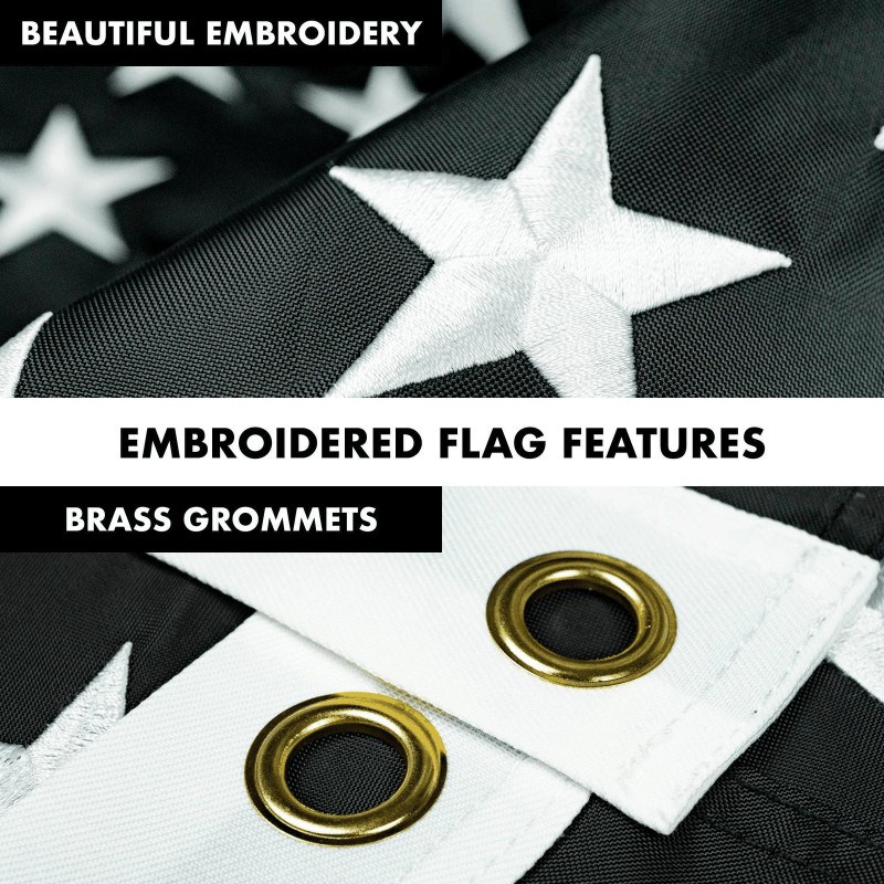 G128 5 Feet Tangle Free Spinning Flagpole (Silver) Thin Blue&Red