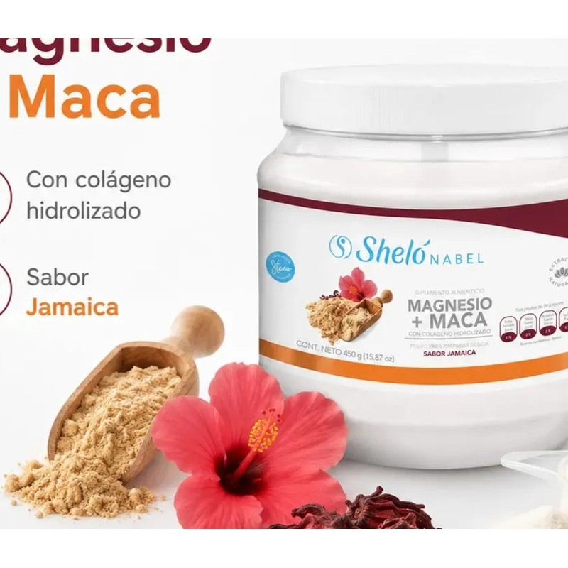 Colágeno Hidrolizado con Maca y Magnesio Sabor Jamaica 450g Sheló