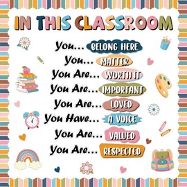 Boho Classroom Bulletin Board Decoration Set Back to School Motivational Bulletin Board Rainbow Affirmative Positive Class Wall Decor Positive Inspire Paper Cutout for Elementary Preschool