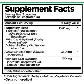 Adrenal Wellness Ashwagandha & More - Organic Mind, Body Support by Dr. Danielle, 120 Capsules