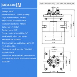 MaySpare 36V Solenoid Relay Switch,4 terminal Solenoid Fit Club Car DS Columbia E-Z-GO Yamaha Electric Replace 20468G1 114-3611-020 586-117111, Hardware Included,