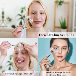 LEOSENSE Metal Face and Body Massage Roller, Facial Massager for Jawline Sculpt,Skin Tightening,Lymphatic Drainage,Puffiness Relief, Body Roller Massager for Neck,Shoulders, Legs,Hands and Muscles