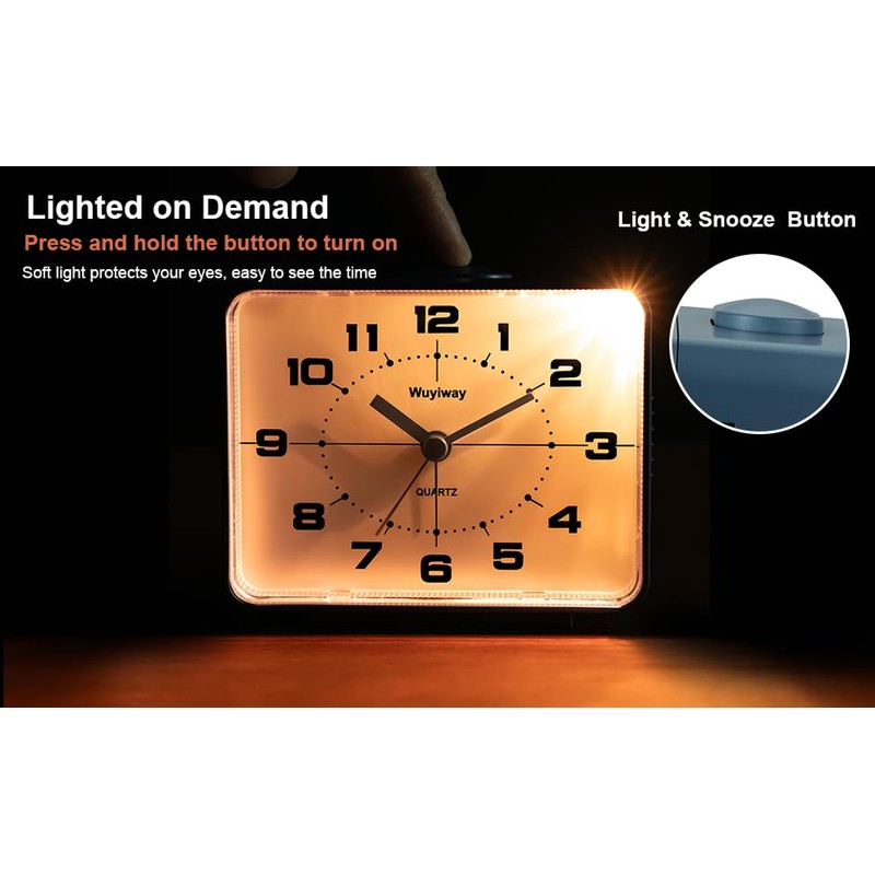 Wuyiway Retro Analog Alarm Clock, Battery Operated,4" Vintage Decor for