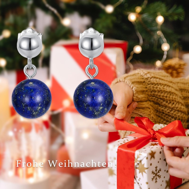 925 Sterling Silver 8 mm Beaded Round Ball Dangle Earrings