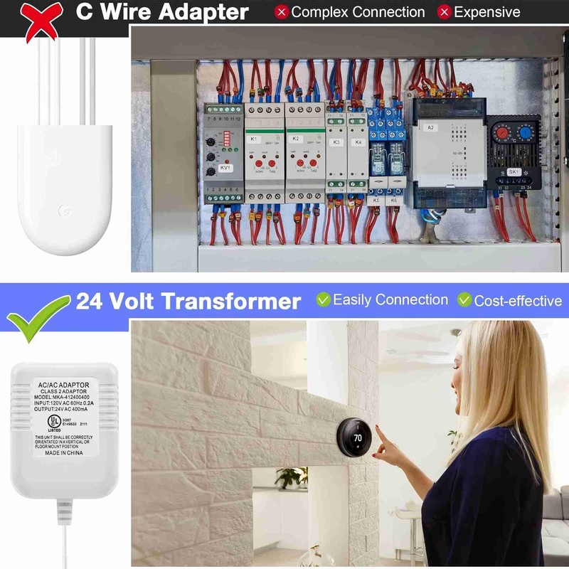 Dreyoo Video Doorbell Transformer, 24 Volt 16.4 Feet Doorbell Power