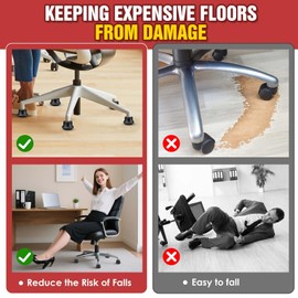 Pisman Bell Glides Replacement for Office Chairs or Stools - Convert Swivel Casters to Fixed Stationary Wheels, Short Profile with Self-Adhesive Felt Pads (10Pcs)