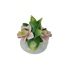 Ceramic Oil Diffuser and Oil Set with Porcelain Capodimonte Roses on Top Includes a 4oz Bottle of Aromamatic Home Fragrance Oil in Cream & Pink Orchids and Driftwood & Sage Scent