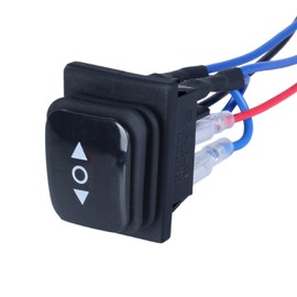 DMWD Waterproof Reverse Polarity Switch 20A DC 12V 24V AC 110V 220V 6 Pins 3 Positions (ON)-Off-(ON) Rocker Toggle Switch with Jumper Wire (Momentary Black)