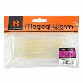 SALTWATERBOY'S (Tailaba Magical Worm Straight M Waterwaters White Gold Glitter Lure