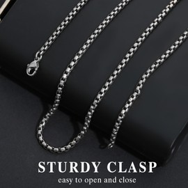 TGNEL 2.6mm Pure Titanium Box Chain Necklace for Men, Fashion Square Mens Pure Titanium Chain for Sensitive Skin 22 Inches