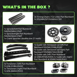 SCITOO Engine Timing Chain Kit Replaces for Ford E-150 E-250 E-350 Econoline Club Wagon Super Duty Excursion Expedition for F-150 for F-250 for F-350 Super Duty for Lincoln Mark LT Navigator 02-11