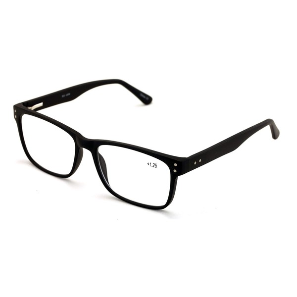 Gafas de lectura rectangulares grandes para hombre, gran ajuste, lector de calidad óptica, Negro, M