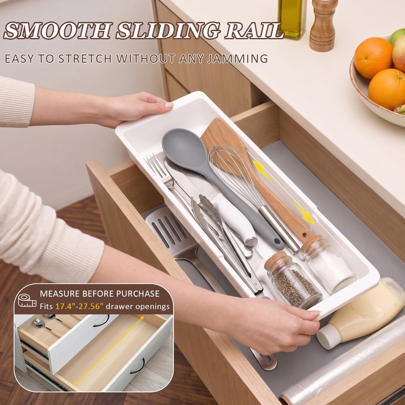 Deep Drawer Organizer, Adjustable Drawer Organizer, Suitable for Kitchens, Cosmetics,