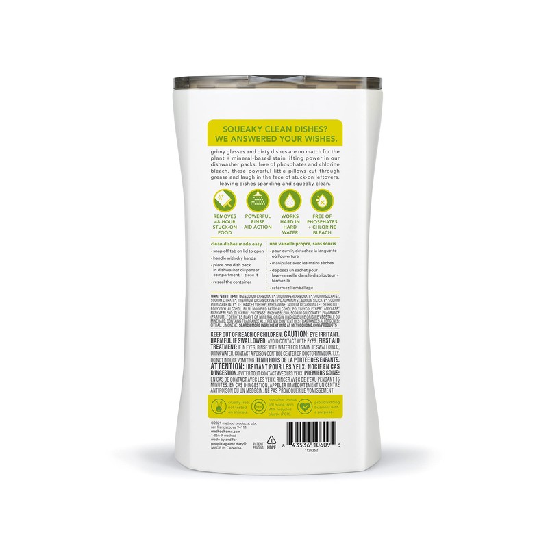 Method Dishwasher Detergent Packs, Lemon Mint, Dishwashing Rinse Aid to
